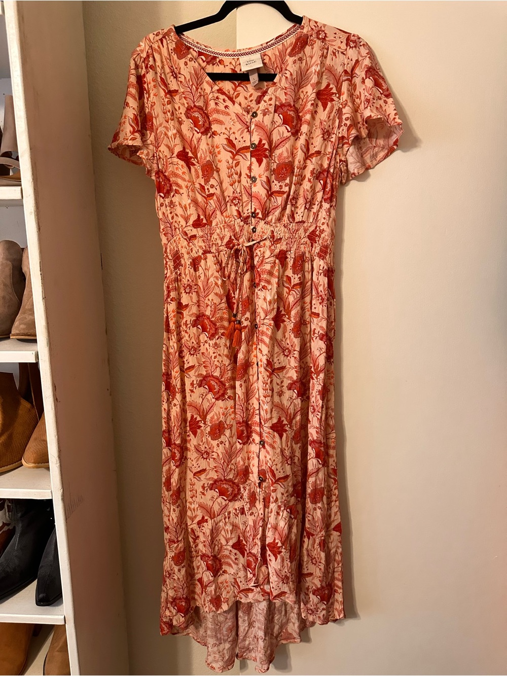 Knox Rose Coral Floral High-Low Midi Dress